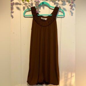 NWOT Maggy London A-line dress,Chocolate Brown stretch,sleeveless,bubble hem, 6